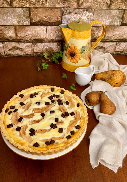 CROSTATA CON RICOTTA, PERE E CIOCCOLATO